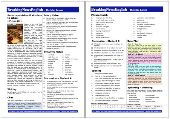 A 2-Page Mini-Lesson - Education Standards