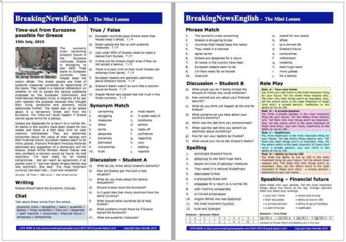 A 2-Page Mini-Lesson - Greece Bailout