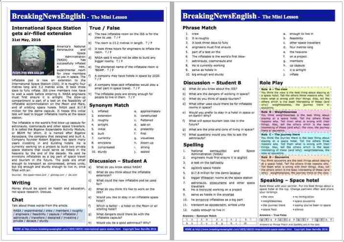 A 2-Page Mini-Lesson - International Space Station