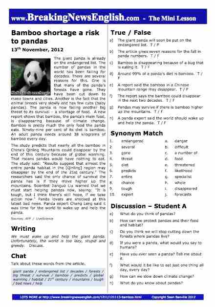 A 2-Page Mini-Lesson - Bamboo and Pandas