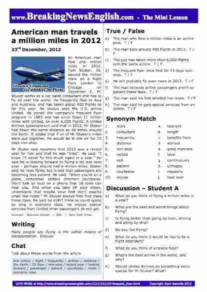 A 2-Page Mini-Lesson - Frequent Flyer