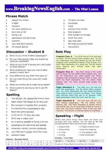 A 2-Page Mini-Lesson - Frequent Flyer