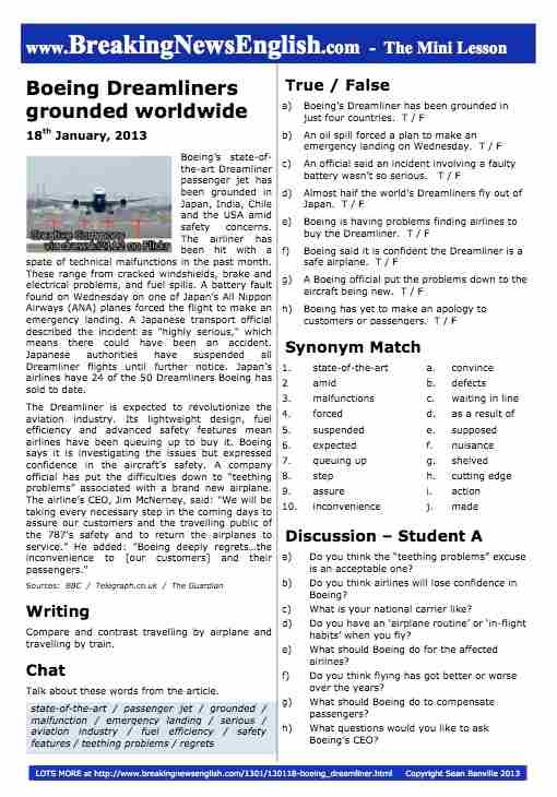 A 2-Page Mini-Lesson - Boeing Dreamliner