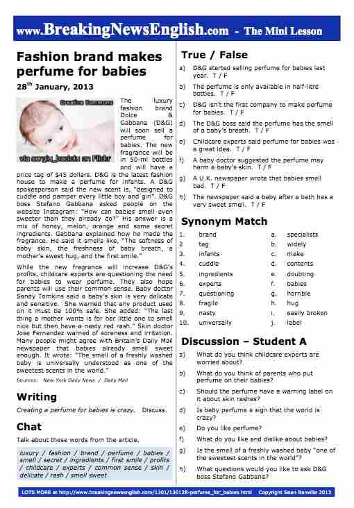 A 2-Page Mini-Lesson - Perfume for Babies
