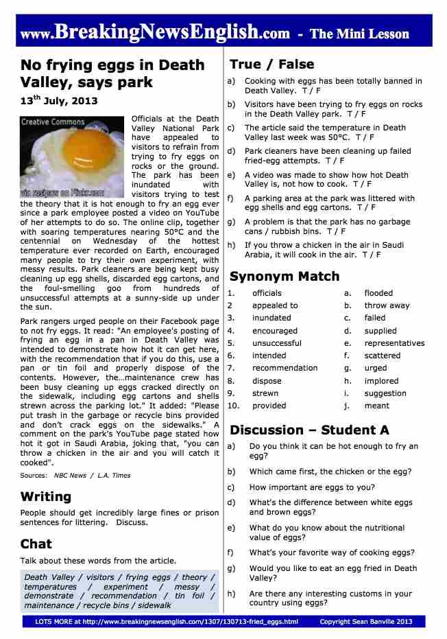 A 2-Page Mini-Lesson - Fried Eggs