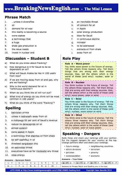 A 2-Page Mini-Lesson - Fracking