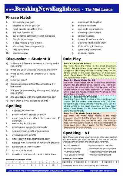A 2-Page Mini-Lesson - One Today