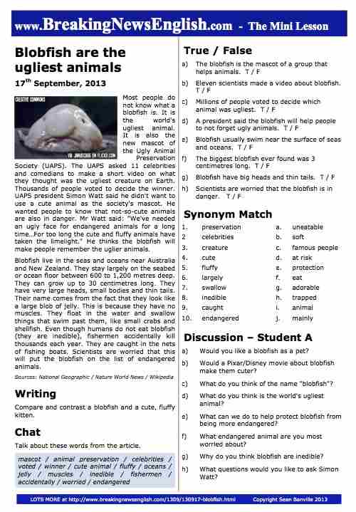 A 2-Page Mini-Lesson - Blobfish