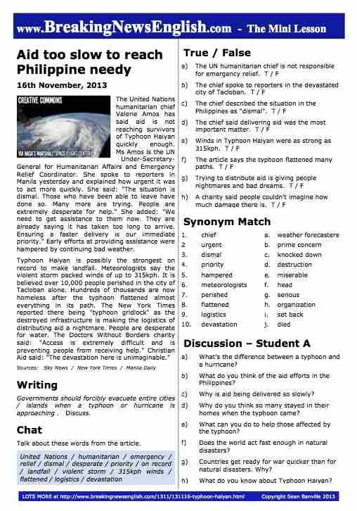 A 2-Page Mini-Lesson - Typhoon Haiyan