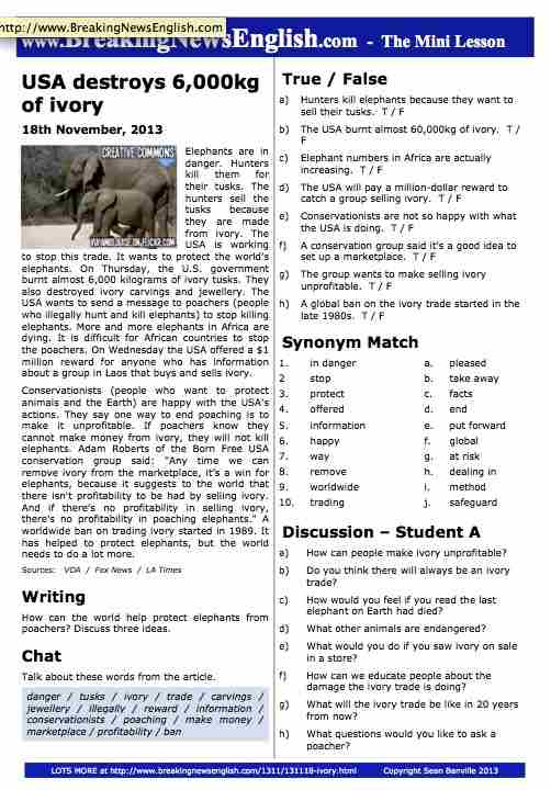 A 2-Page Mini-Lesson - The Ivory Trade