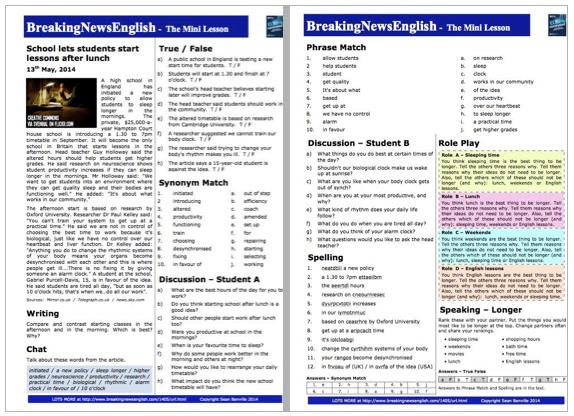 A 2-Page Mini-Lesson - Teenagers