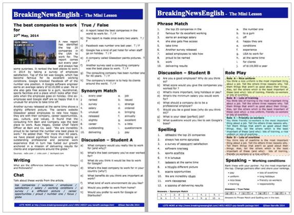 A 2-Page Mini-Lesson - Pay and Benefits