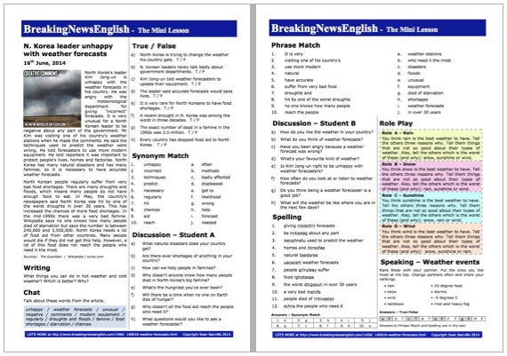 A 2-Page Mini-Lesson - Weather Forecasts