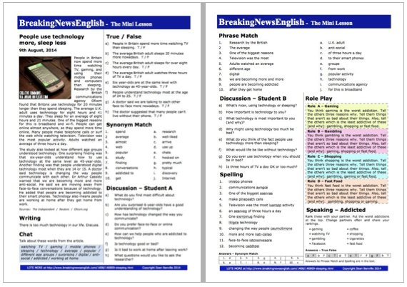 A 2-Page Mini-Lesson - Sleeping