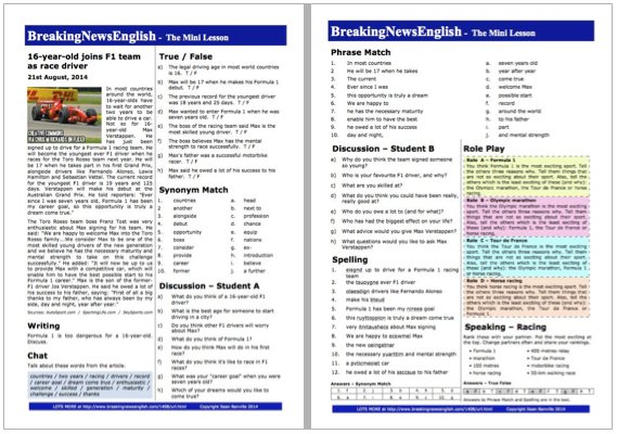 A 2-Page Mini-Lesson - Formula 1