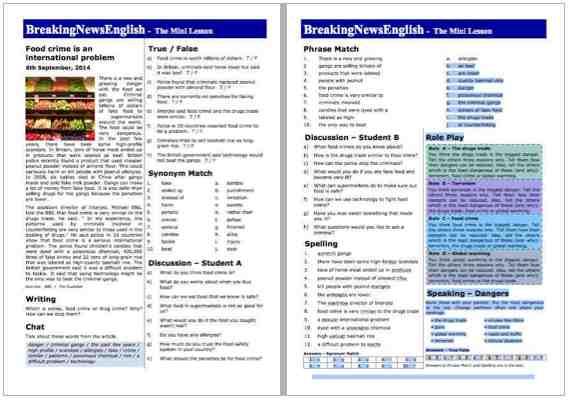 A 2-Page Mini-Lesson - Food Crime