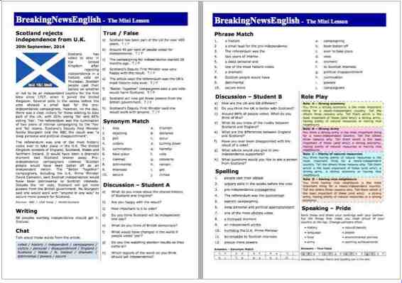 A 2-Page Mini-Lesson - Scottish Independence
