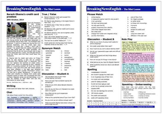 A 2-Page Mini-Lesson - Credit Cards