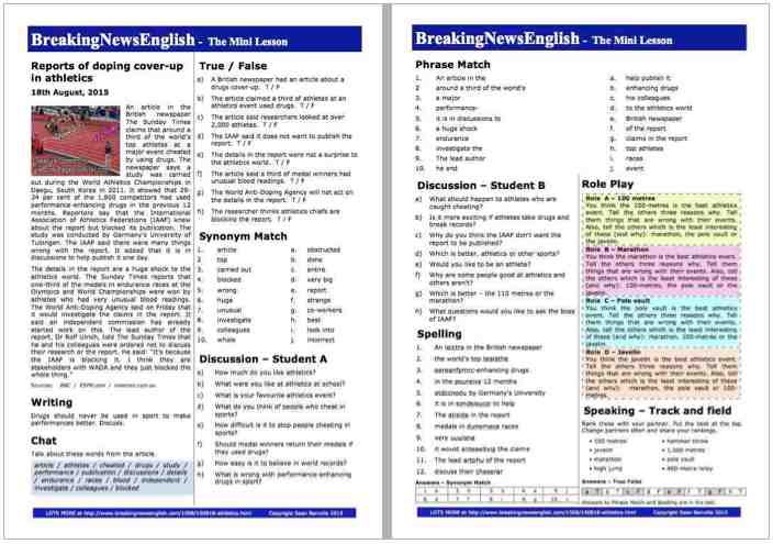 A 2-Page Mini-Lesson - Athletics