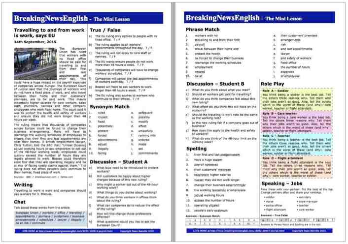 A 2-Page Mini-Lesson - Working Time
