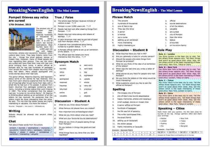 A 2-Page Mini-Lesson - Pompeii