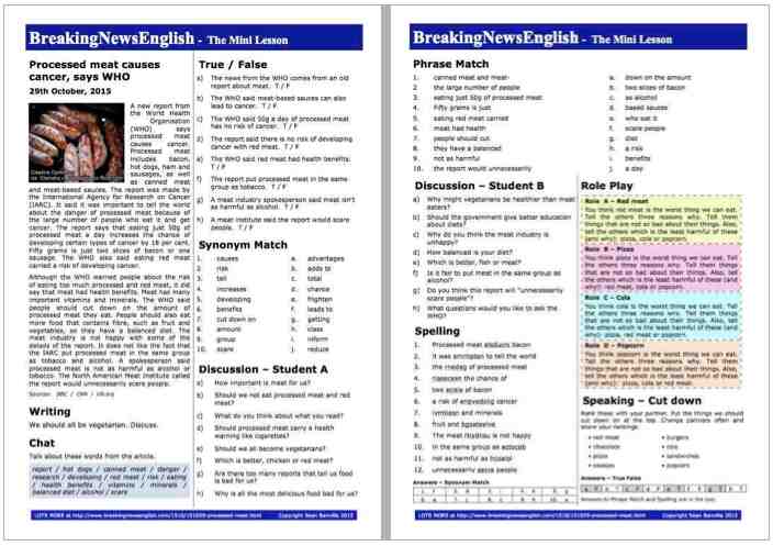A 2-Page Mini-Lesson - Processed Meat