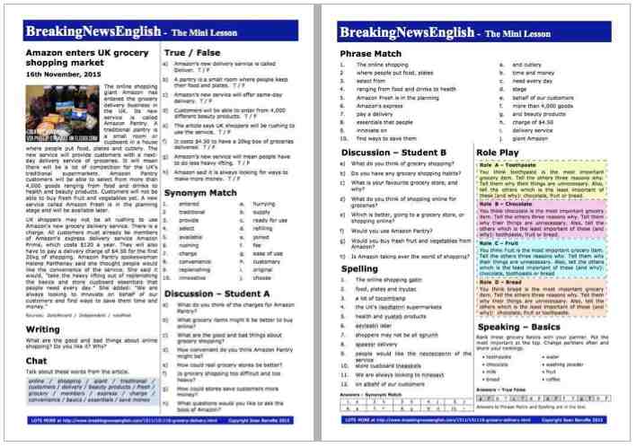 A 2-Page Mini-Lesson - Grocery Delivery