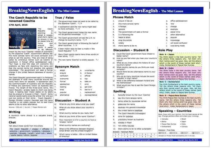 A 2-Page Mini-Lesson - Czechia