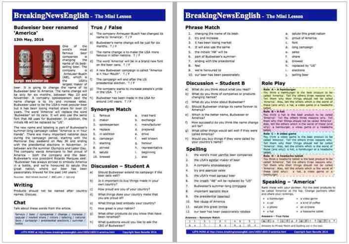 A 2-Page Mini-Lesson - America