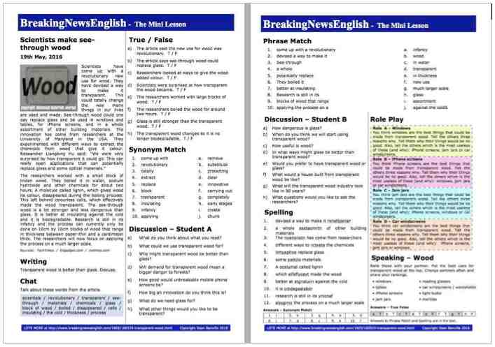 A 2-Page Mini-Lesson - Transparent Wood