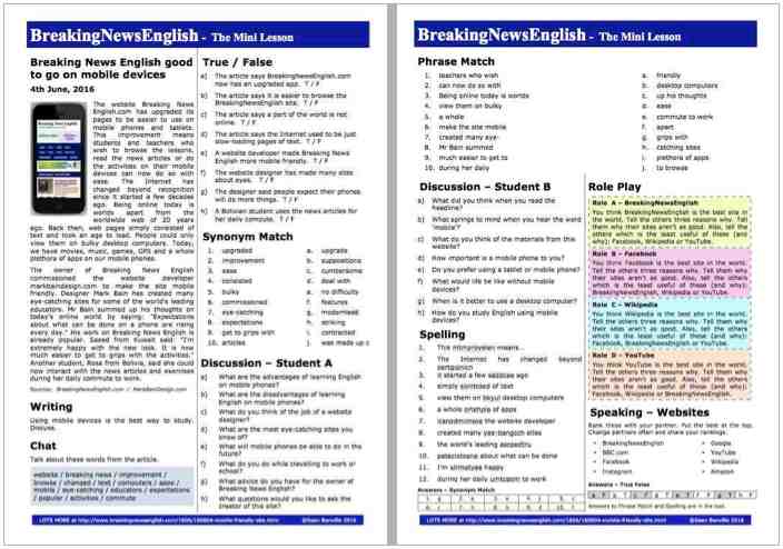 A 2-Page Mini-Lesson - Mobile Friendly Website