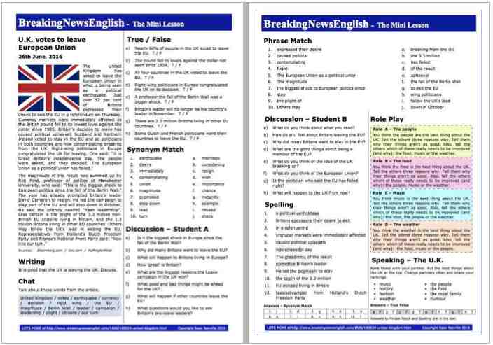 A 2-Page Mini-Lesson - United Kingdom