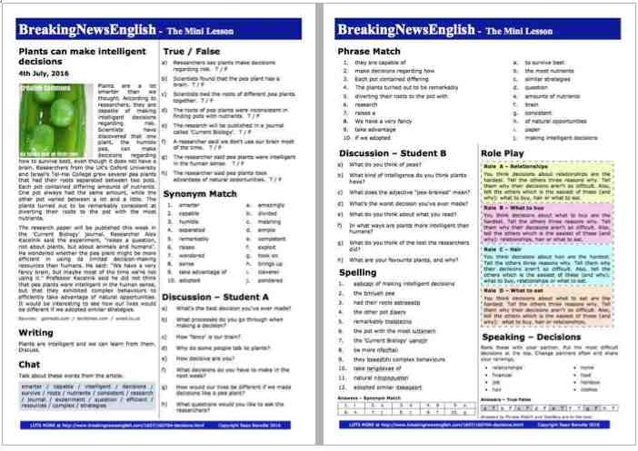 A 2-Page Mini-Lesson - Plants