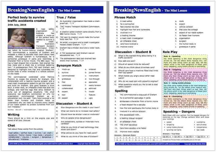 A 2-Page Mini-Lesson - Traffic Accidents