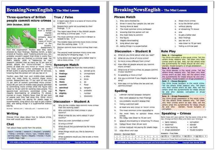 A 2-Page Mini-Lesson - Micro Crime