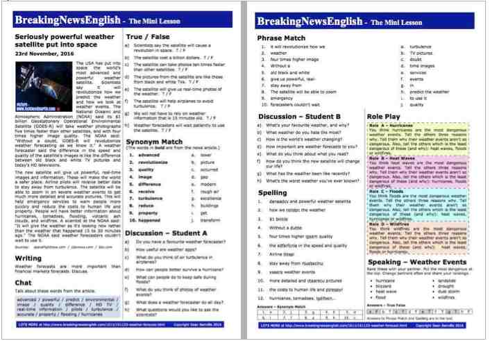 A 2-Page Mini-Lesson - Weather Forecast