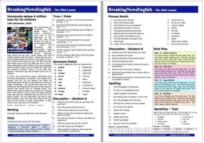 A 2-Page Mini-Lesson - Toys