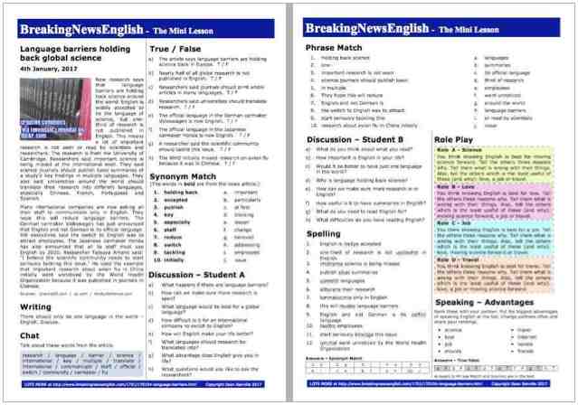 A 2-Page Mini-Lesson - Language Barriers