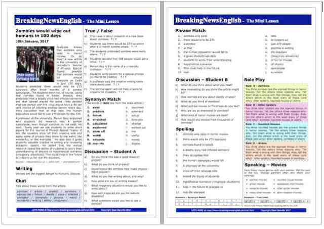 A 2-Page Mini-Lesson - Zombies