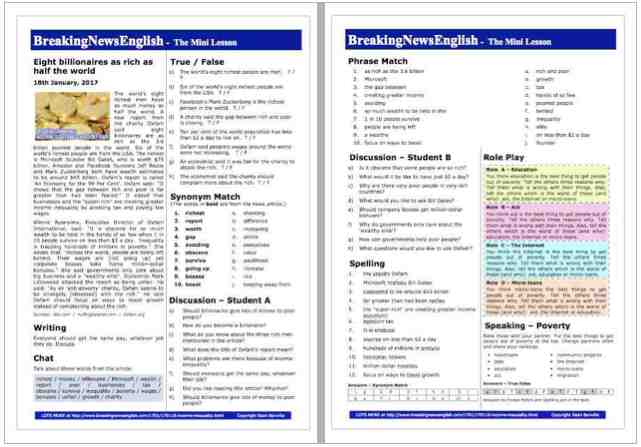 A 2-Page Mini-Lesson - Income Inequality