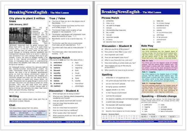 A 2-Page Mini-Lesson - City of Trees