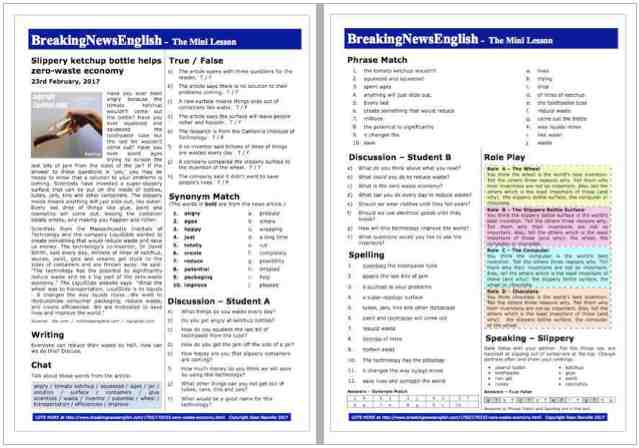 A 2-Page Mini-Lesson - Zero Waste