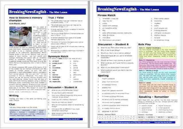 A 2-Page Mini-Lesson - Memory