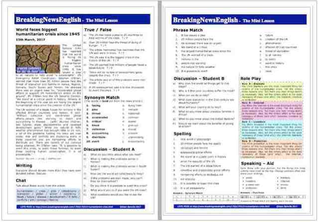 A 2-Page Mini-Lesson - Humanitarian Crisis