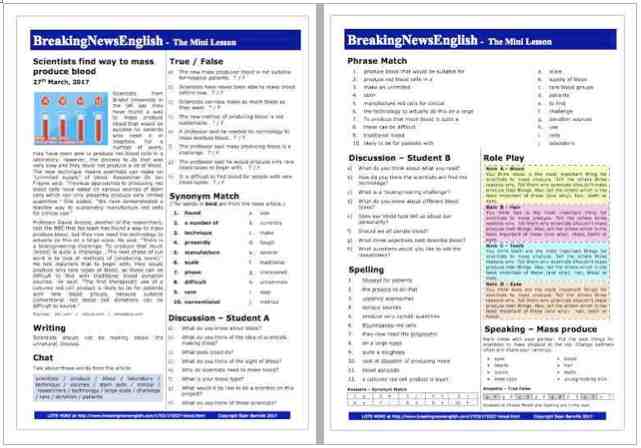 A 2-Page Mini-Lesson - Blood