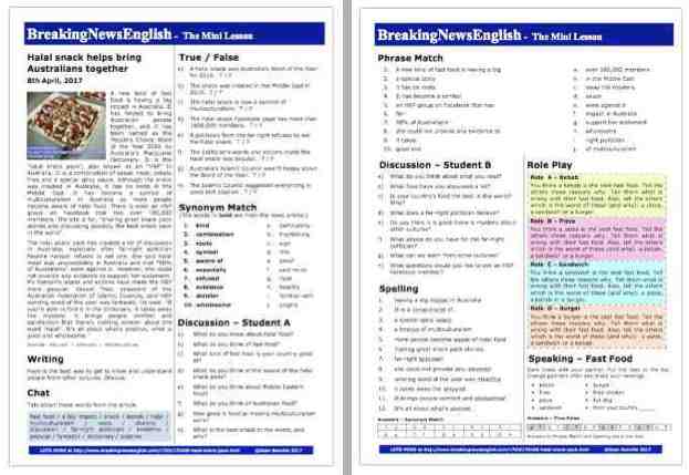 A 2-Page Mini-Lesson - Halal Snack Pack