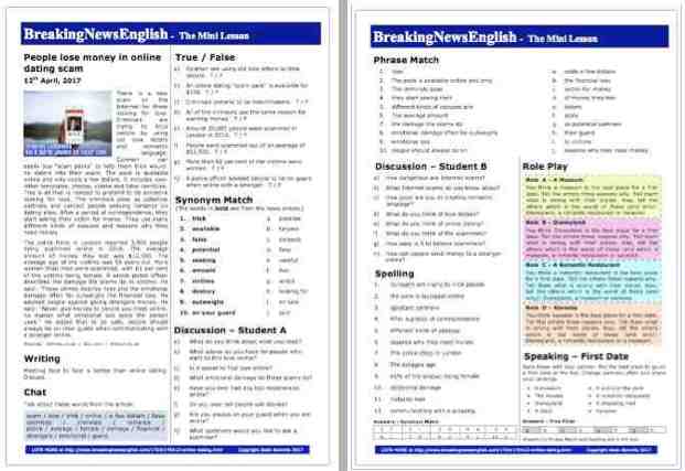 A 2-Page Mini-Lesson - Online Dating