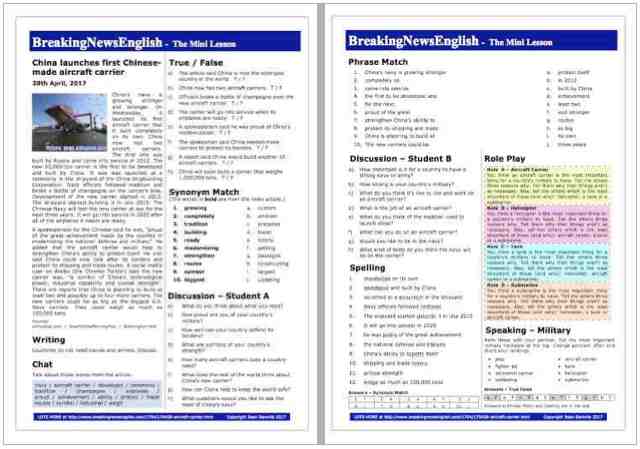 A 2-Page Mini-Lesson - Aircraft Carrier