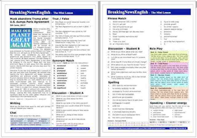 A 2-Page Mini-Lesson - Paris Agreement