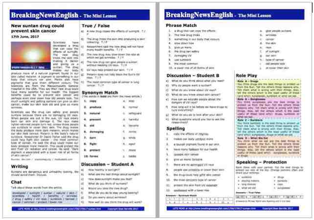 A 2-Page Mini-Lesson - Suntans